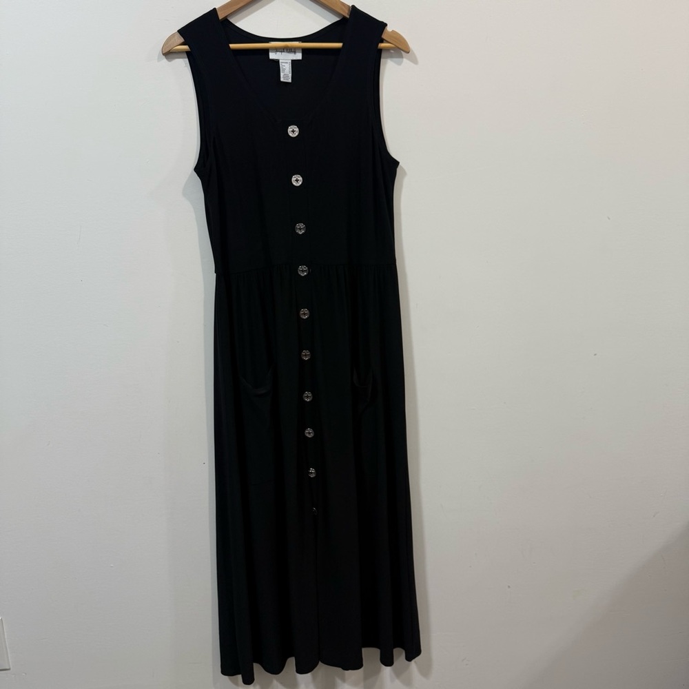 Joseph Ribkoff Black Sleeveless Gothic Witch Dark With Pocket Midi Dress Size 12